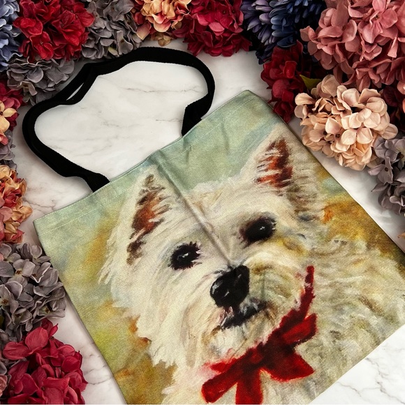Eco-Friendly White Westie Dog Folding Tote Bag - Picture 3 of 13
